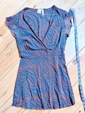 Sweet Pea Stacy Frati Y2K Mesh Faux Wrap Top Swirl Print Size M